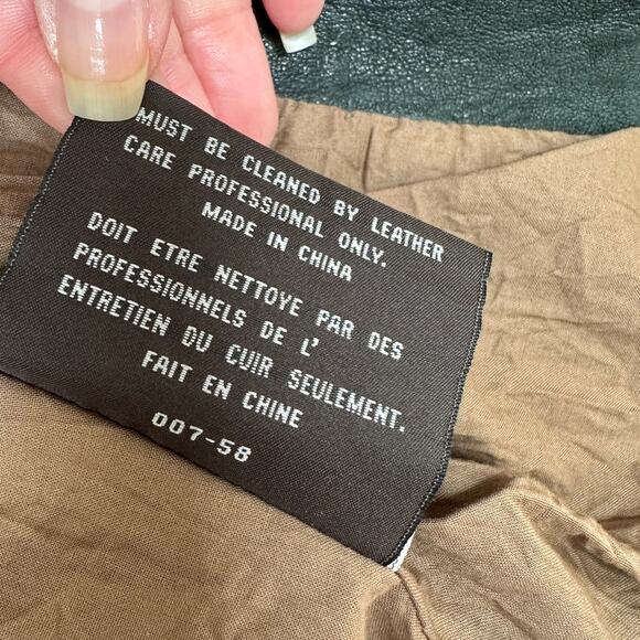 Andrew Marc Olive Green Diagonal Front Zip Leather Moto Jacket XS - Picture 8 of 16